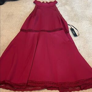 Lulu's Vibrant Red Dress with Lace Detail